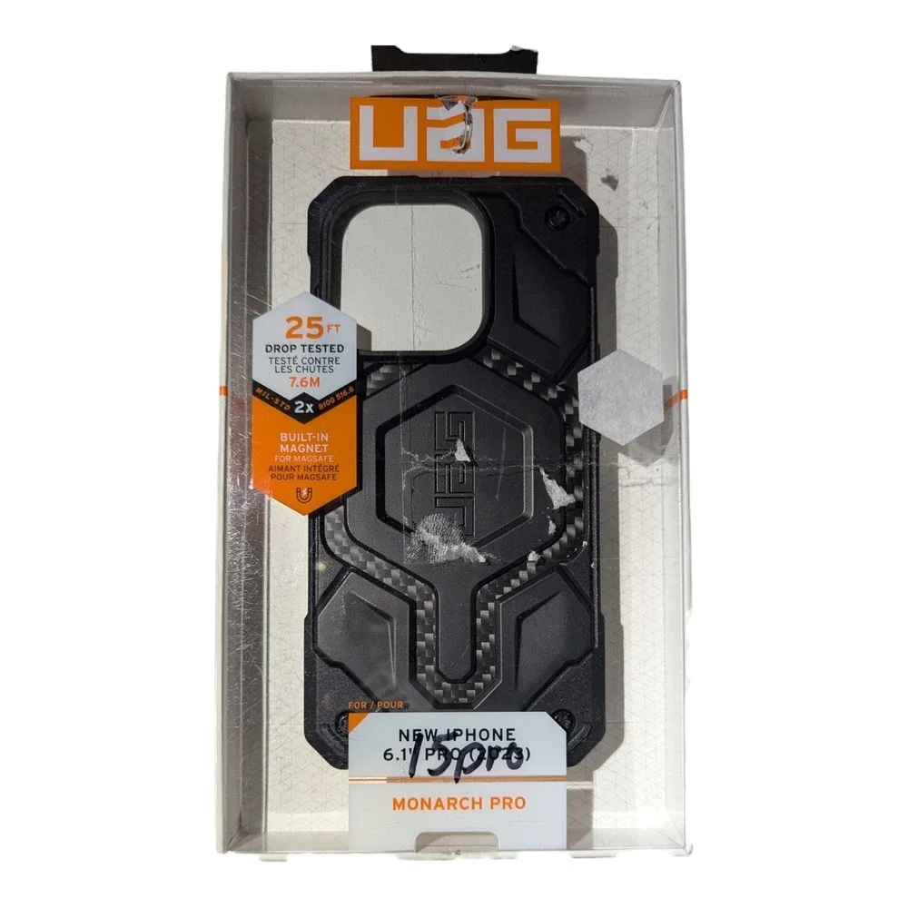 P6-O UAG Monarch Pro Case W MagSafe For‎ Apple iPhone 15 Pro Black Carbon Fiber